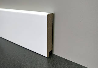 Плінтус Супер профіль ПП1680 Білий 2800х79х16 мм Плінтус для підлоги з мдф Мінімалістичний плінтус