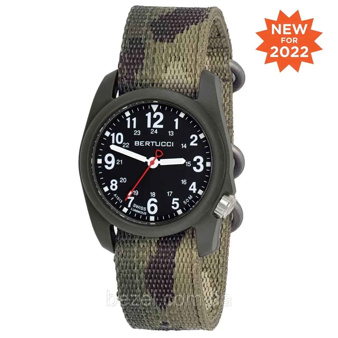 Чоловічий годинник Bertucci 11111 DX3 FIELD - BLACK DIAL, MULTICAM C-TYPE CAMO WEBBING BAND