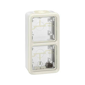 Коробка Legrand Plexo біла 2-постова для накладного монтажу вертикальна (в комплекті з сальниками) ІР55 ІК07 069691