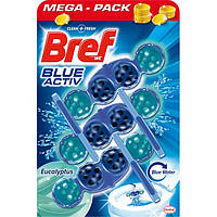 Блок для унитаза Bref Blue Aktiv Eucalyptus, 3 х 50 г