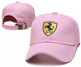 Кепка FERRARI з логотипом рожева, бейсболка з логотипом авто рожева