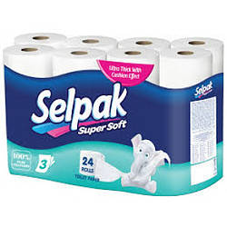 Туалетний папір Selpak тришаровий Білий, 24 рулони