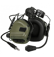 Наушники активные EARMOR M32H с адаптерами для рельс ARC шлема FAST, Цвет: Green