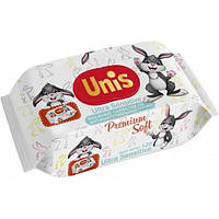 Влажные салфетки UNIS с пластиковой крышкой для детей без запаха, 120 шт