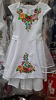 Детское вышитое платье Мальвина с вишивкой Диана, с поясом, юбка из фатина, на 6,7,8,9,10,11,12 лет 122,