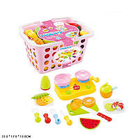 Ігровий набір продуктів 666-45 овочі та фрукти на липучці з плитою каструлею та кошиком 17×23×13 см, фото 2
