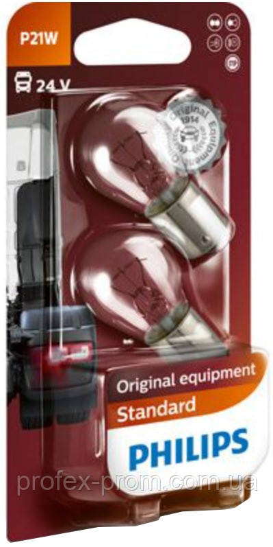 Автолампа вказівна Philips P21W 13498 24V 21W (BA15s) В2 (блістер) (шт.), фото 1