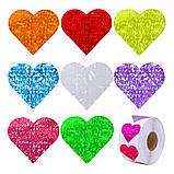 Наклейки для декору різнокольорові серця RESTEQ 500 шт/уп. Наклейки у вигляді сердець, фото 2