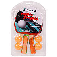 Теннис настольный TT2111 Extreme Motion, 2 ракетки, 4 мячика в слюде(толщина 7 мм) р-р упаковки 19.5*29.5