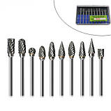 Набір борфрез по металу 10шт, хвостовик 3мм, для гравера, карбід вольфрама, фото 5