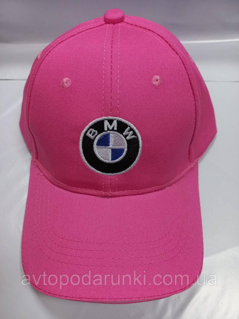 Кепка BMW рожева, бейсболка з логотипом авто БМВ