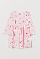 Платье для девочки длинный рукав розовое Сердце H&M 134/140см