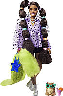 Лялька Барбі Екстра 7 Модниця Barbie Extra Doll #7 in Top, Shorts & Furry Shrug with Pet Pomeranian