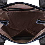 Сумка синя стильна з глянсової шкіри, містка та практична, фото 4