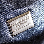 Сумка синя стильна з глянсової шкіри, містка та практична, фото 5