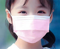 Маски медицинские защитные трехслойные с фильтром "Мелтблаун" для детей, розовые, 50шт