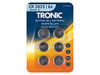 Батарейки TRONIC CR 2025 Lithium, 3V, 6 шт, таблетки CR 2025