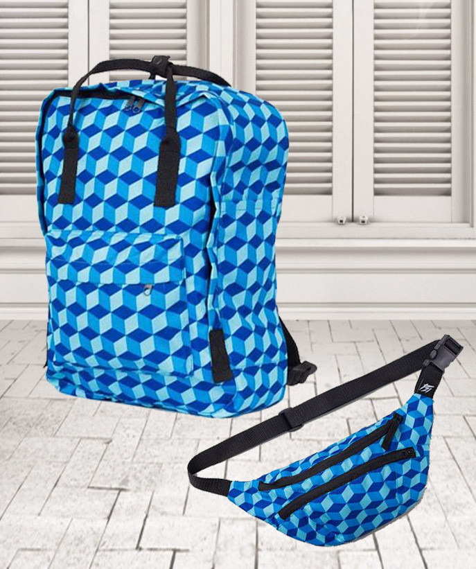 Жіночий рюкзак-сумка + бананка 2 в 1 з 3D принтом підлітковий, міський, шкільний для дівчинки підлітка