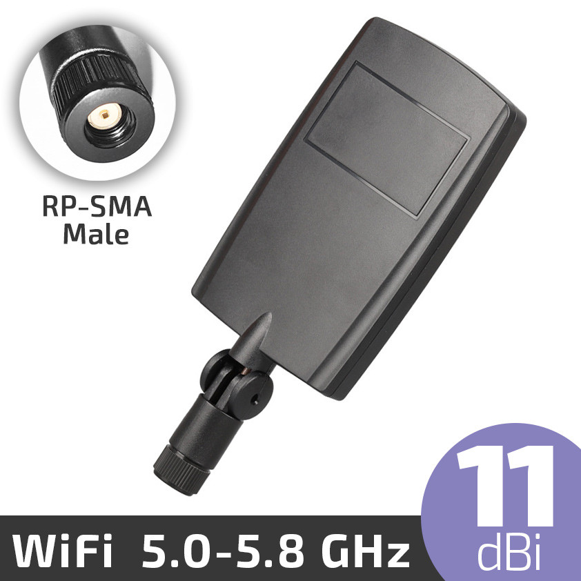 Напрямлена WiFi антена 11 dBi 5.0-5.8 GHz RP SMA 802.11ac панель для роуторів, модемів і т.п.