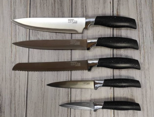 Набор кухонных ножей на подставке с разделочными досками Zepline ZP-043, Качественный кухонный набор для дома - фото 3 - id-p1657630355