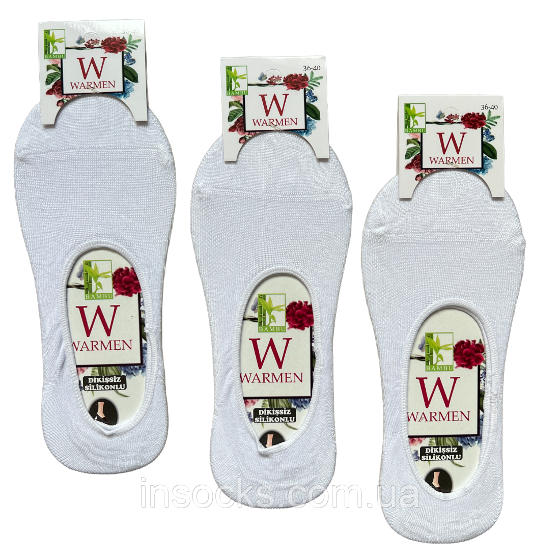 Підслідники жіночі "Warmen" bambu, (із силіконом). 36-40р. Білі., фото 1
