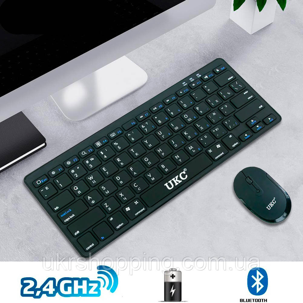 Бездротова клавіатура та мишка Wireless WI-1214 Rechargeable комплект клавіатура та миша Блютуз
