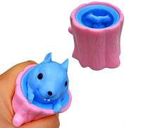 Сенсорная игрушка антистресс фуфлик - Выпрыгивающая белка, розовая с голубым (KG-4551)