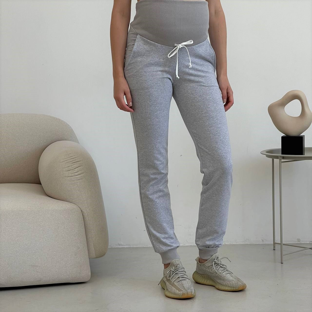 Спортивні штани для вагітних WOW MOM Бавовняні Сірі L (1_5007)