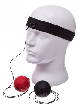 Тренажер для боксу з двома м'ячами на гумці Zelart Fight ball Пневмер Чорний-червоний (KG-4555)