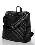 Рюкзак - сумка чорний жіночий, підлітковий, шкільний для дівчинки студентки, підлітка, школярки старшокласниці 8 9 10 11 класу, фото 4