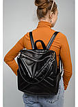 Рюкзак - сумка чорний жіночий, підлітковий, шкільний для дівчинки студентки, підлітка, школярки старшокласниці 8 9 10 11 класу, фото 7