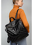 Рюкзак - сумка чорний жіночий, підлітковий, шкільний для дівчинки студентки, підлітка, школярки старшокласниці 8 9 10 11 класу, фото 8