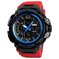 Оригинальные наручные часы Skmei 1343 Black-Blue-Red Wristband