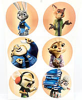 Наліпки Зверополіс 6 штук А4