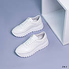 Шкіряні жіночі білі кросівки, фото 2