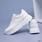 Шкіряні жіночі білі кросівки, фото 3