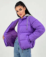 Куртка жіноча тепла з капюшоном весняна. Куртуа жіноча з капюшоном демісезонна коротка 42 44 46 S M