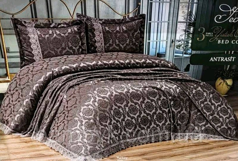 Покривало З Наволочками Жакардове Karina Home JEDA ANTRASIT 240x240 Туреччина