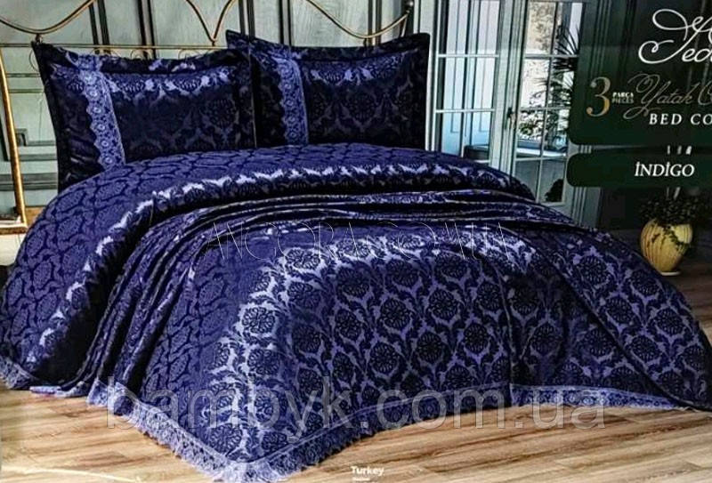 Покривало З Наволочками Жакардове Karina Home JEDA INDIGO 240x240 Туреччина