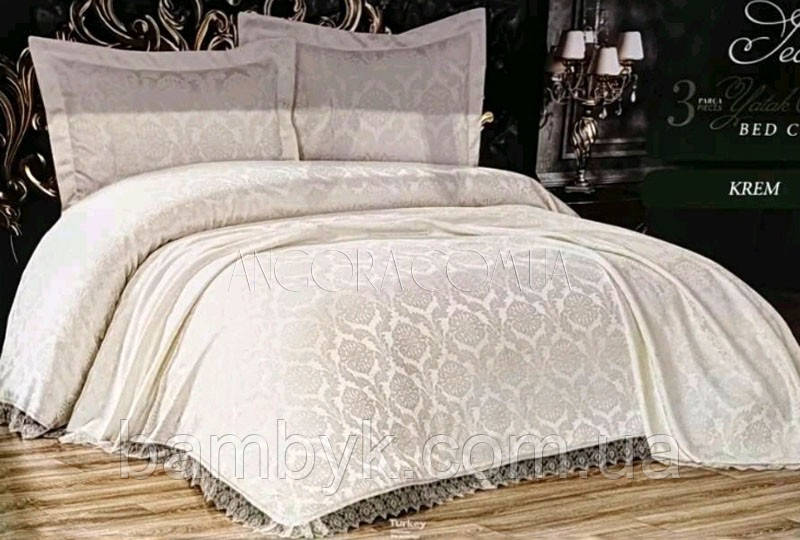 Покривало З Наволочками Жакардове Karina Home JEDA KREM 240x240 Туреччина