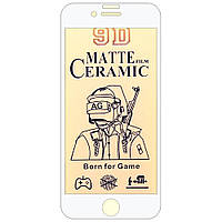 Стекло Ceramic для Apple iPhone 7 / 8 / SE 2 Защитное Glass гибкое керамическое Матовое Белое
