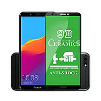 Скло Ceramic для Huawei Y7 2018 / Y7 Prime 2018 / Honor 7C Захисне Glass гнучке керамічне Глянцеве Чорне