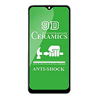 Стекло Ceramic для Samsung A10/A10s/M10/M01s Защитное Glass гибкое керамическое Глянцевое Черное