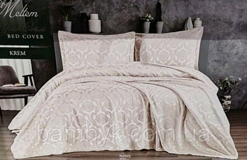 Покривало З Наволочками Жакардове Karina Home MELTEM KREM 240x240 Туреччина