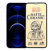Стекло Ceramic для Apple iPhone 12 Pro Max Защитное Glass гибкое керамическое Матовое Черное