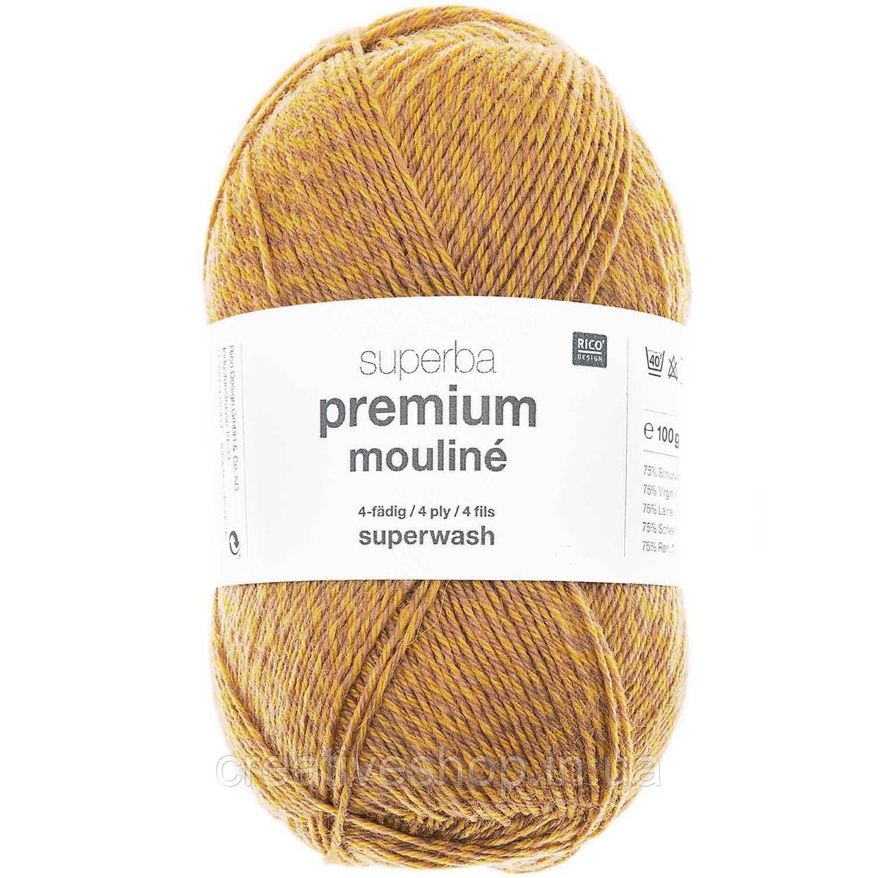 Пряжа Rico Mouline 4-ply (цвет 005 горчично-бежевый)
