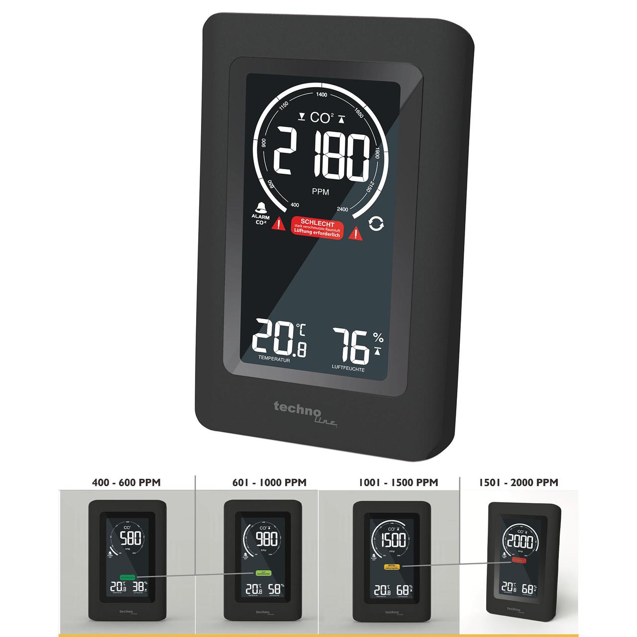 Метеостанція з інфрачервоним аналізатором концентрації СО2 Technoline WL1030 Black (WL1030) Німеччина