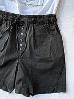 Шорты женские чёрные, тонкий cotton, one size L-XL