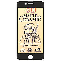 Стекло Ceramic для Apple iPhone 7 / 8 / SE2 2020 Защитное Glass гибкое керамическое Матовое Черное