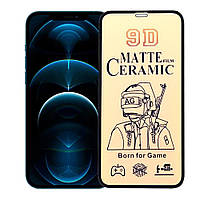 Стекло Ceramic для Apple iPhone 12 / 12 Pro Защитное Glass гибкое керамическое Матовое Черное